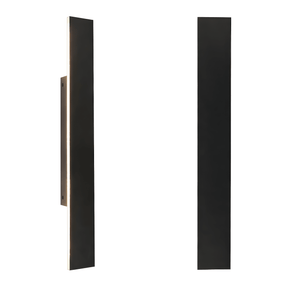 Black rectangular front panel of linear wall light, no illumination, on white background