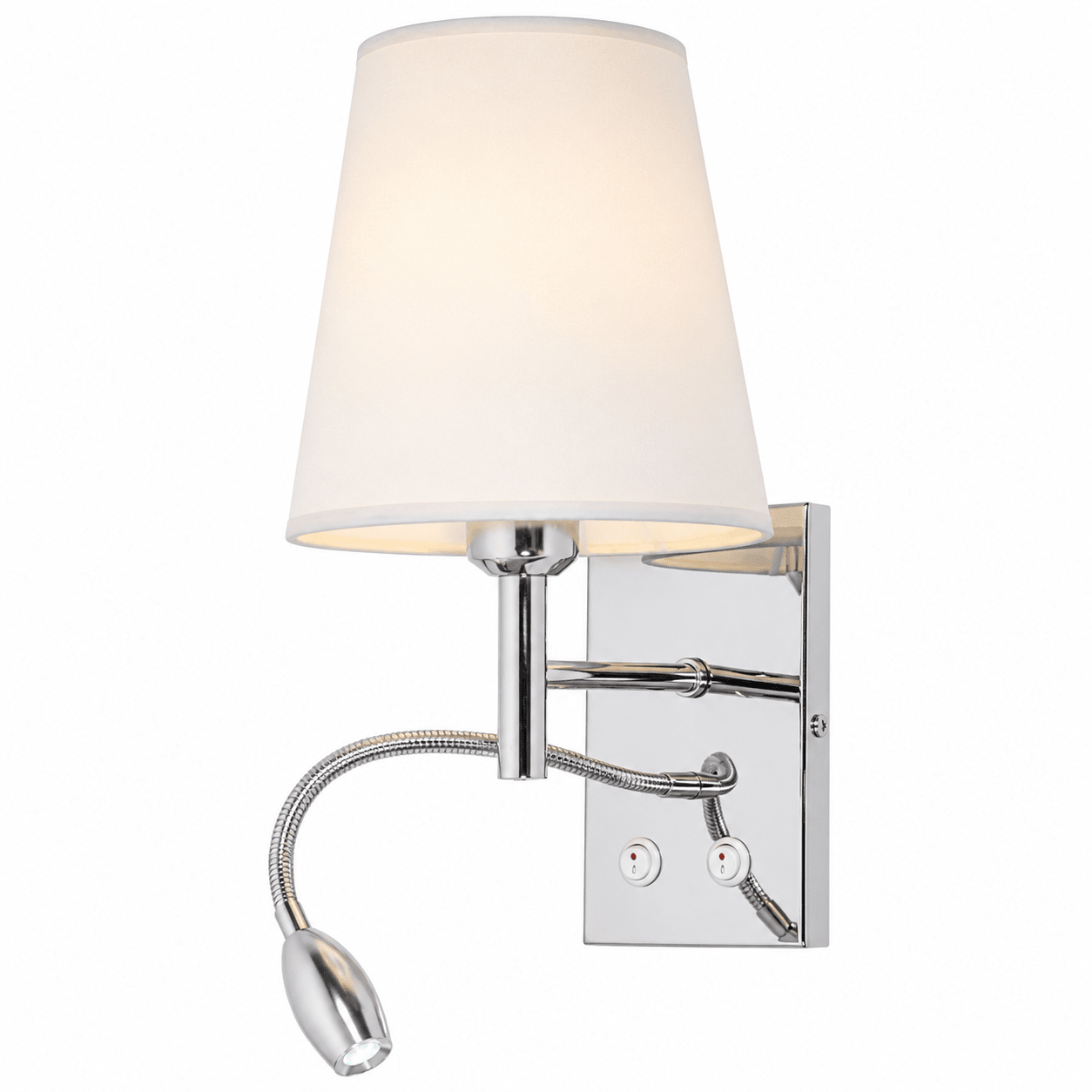 Polished Chrome Wall Fitting with White Shade
