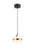 Modern pendant light with a black fixture and white shade on a white background