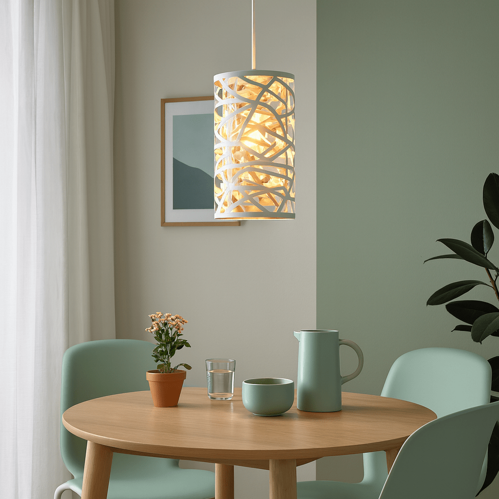 Matt White & Gold Metal Pendant Light (160mm)