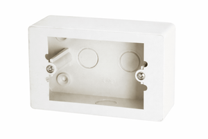 White PVC Surface Mount Junction Box with visible screw holes and internal structure.