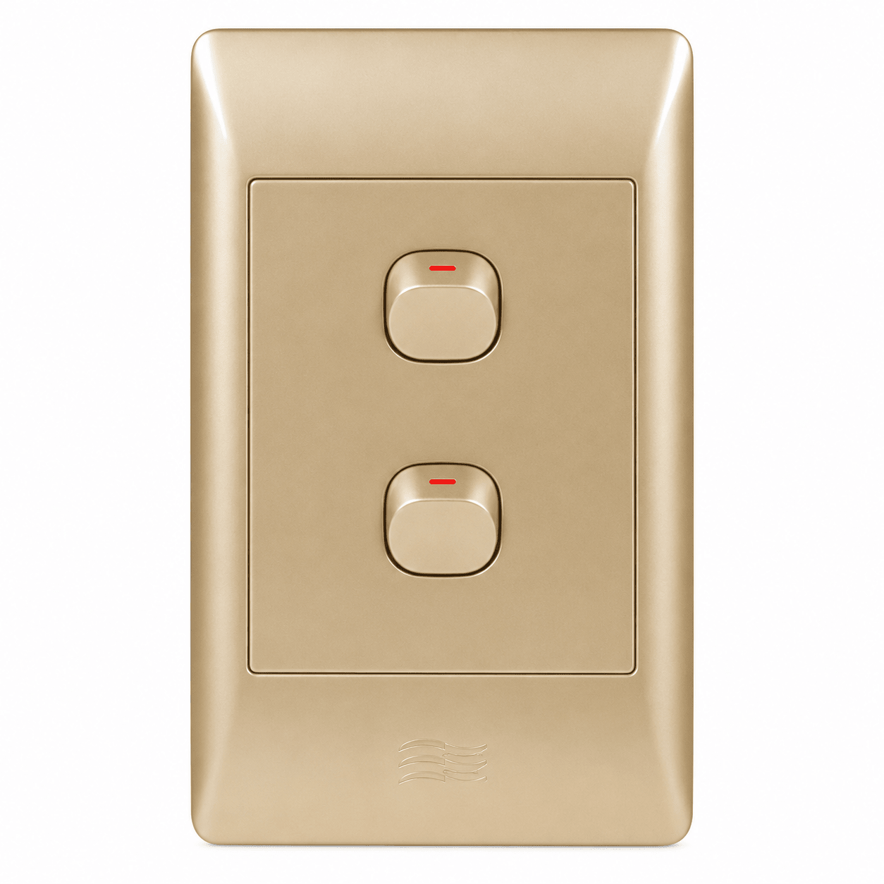 Champagne Light Switch - 2 Lever, 1 Way (4 x 2)