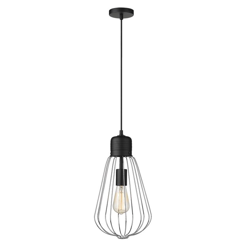Amaya Black Metal Pendant Light - Modern Chrome Frame