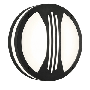 Round LED wall light with a black finish and white diffuser, featuring split line accents.