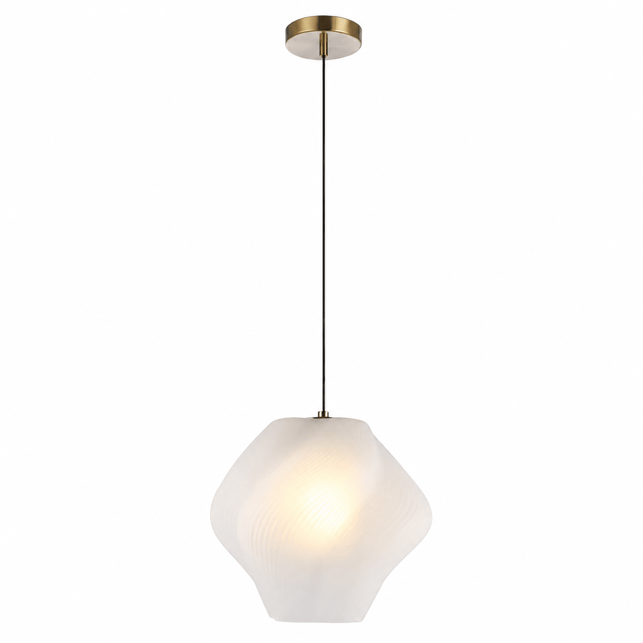 Medium ice gelato pendant light with a textured glass shade and gold ceiling mount.