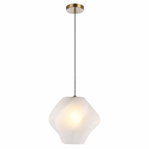 Medium ice gelato pendant light with a textured glass shade and gold ceiling mount.