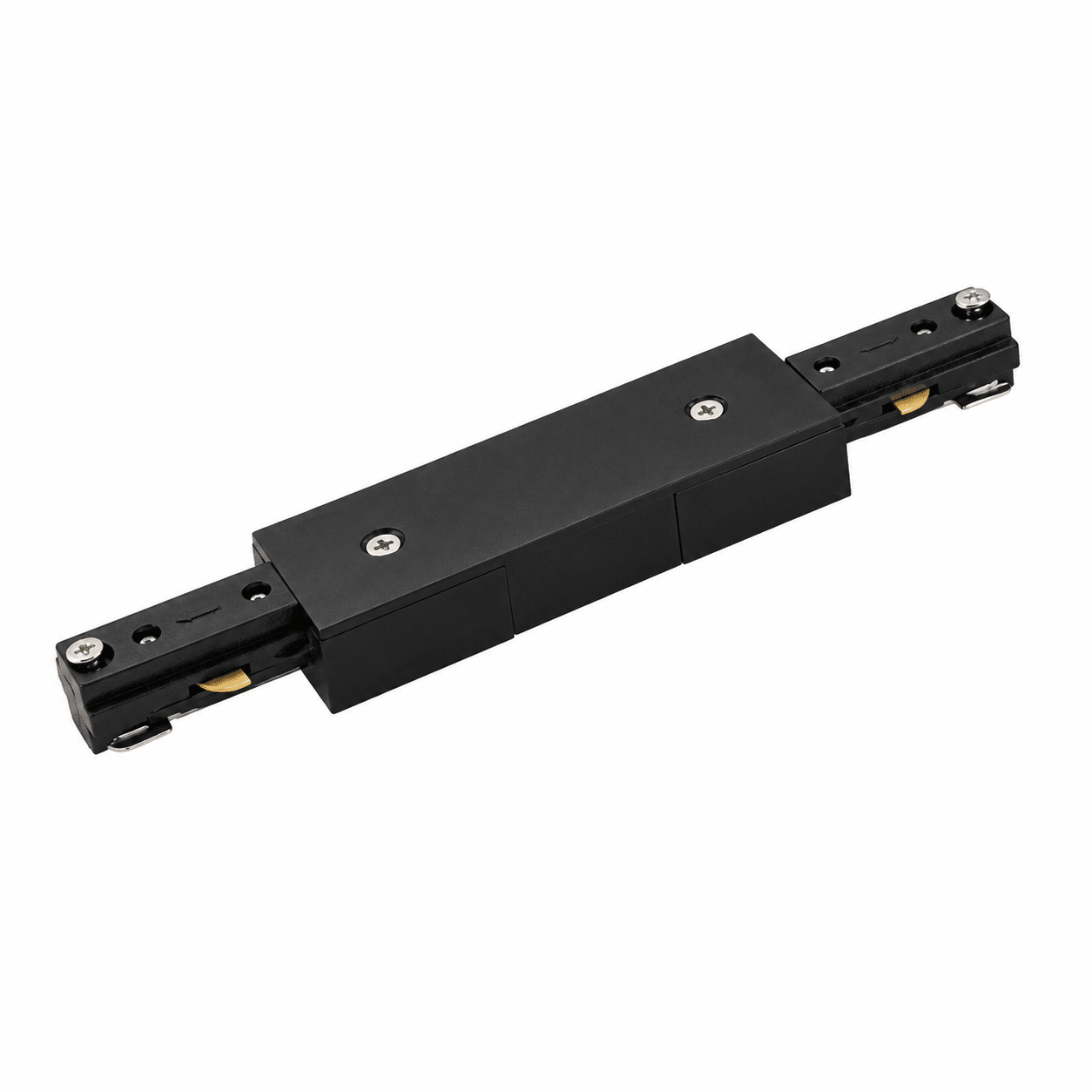 Black 35W Bazuka 3-wire track connector, showcasing a sleek design with metal build and tool-free adjustments.