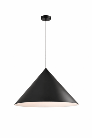 Black pendant light on a white background