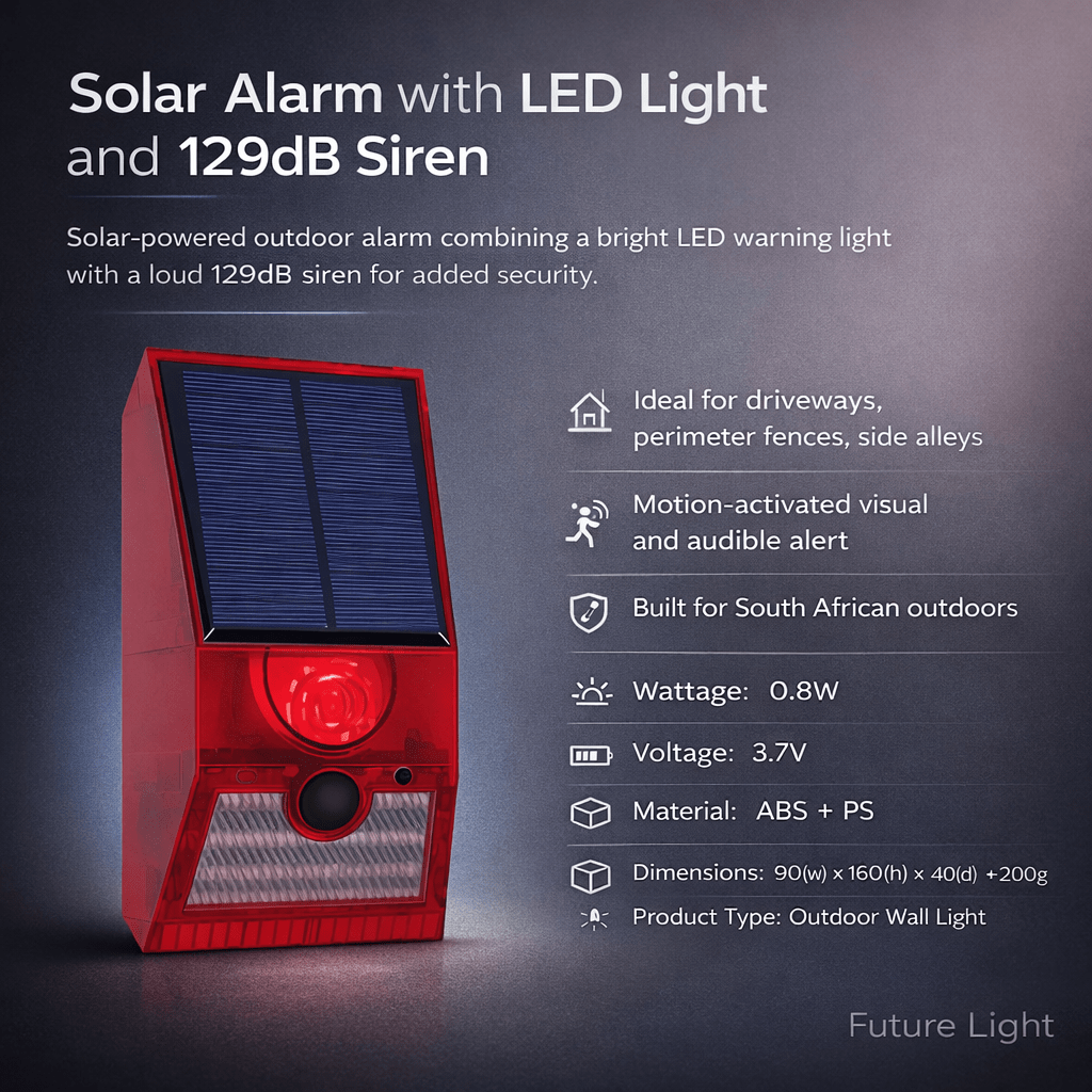 Solar Alarm with LED Light and 129dB Siren