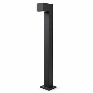 Sleek black Thor LED bollard with a square top, designed for outdoor lighting.