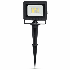 Compact LED flood light with spike for outdoor accent lighting, featuring an adjustable head.
