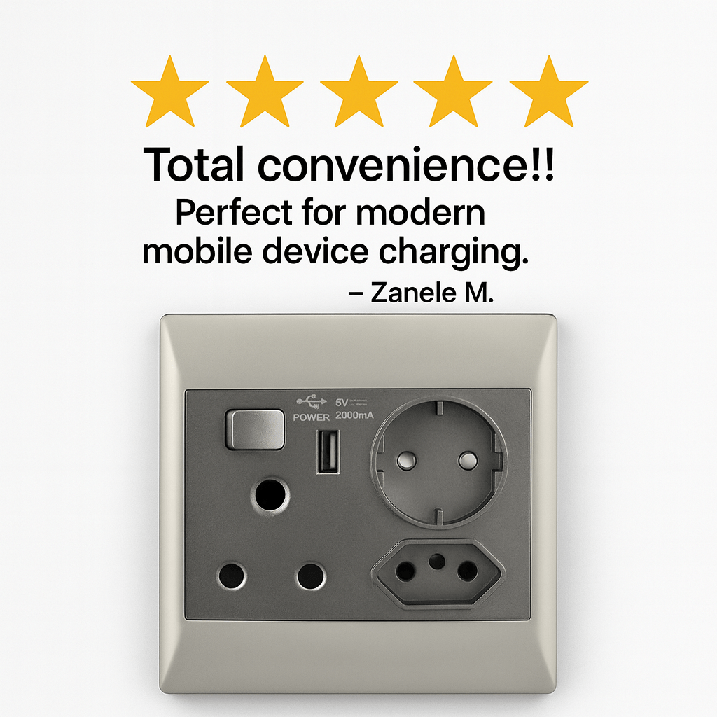 Plug - 16 Amp Plug + New RSA Socket + USB + Schuko - 4 X 4