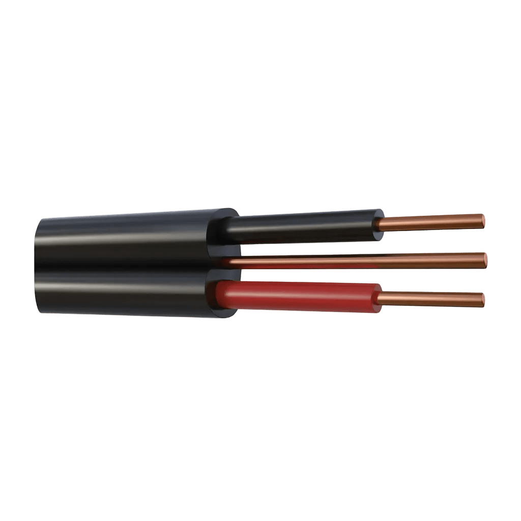 1.0mm Black Flat Cable 2 Core with Earth - 10M