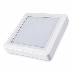 Square white LED panel light on a white background