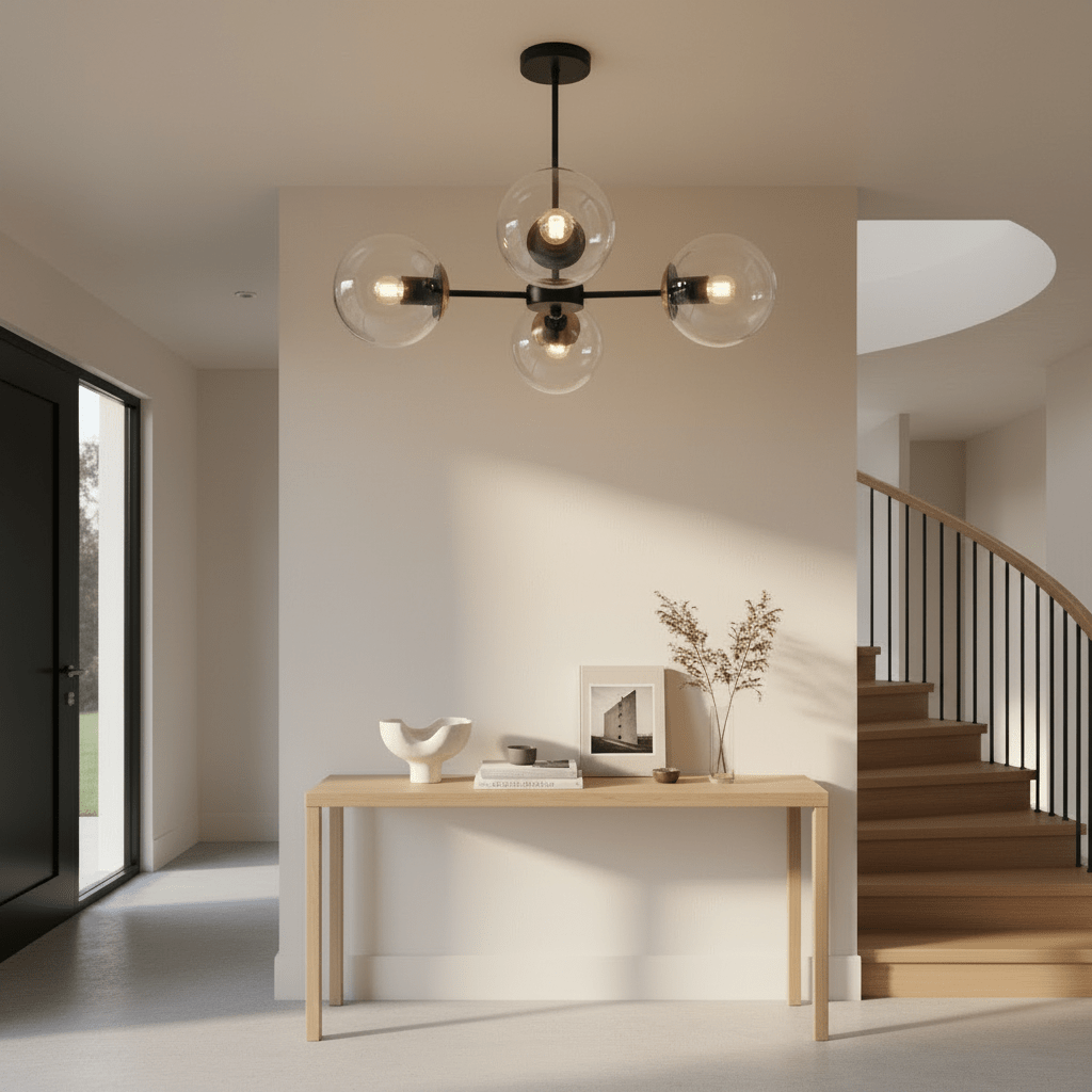 3 Light Black & Antique Brass Pendant
