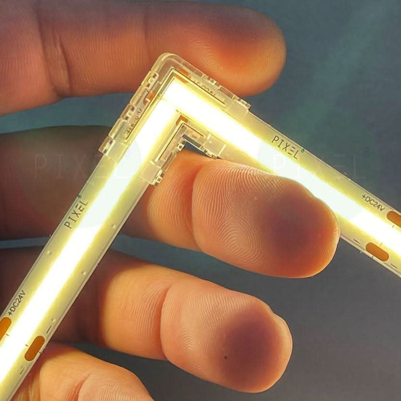 Under-cabinet seamless LED strip connector for installations achieving glare-free 3000K task lighting in a South African kitchen