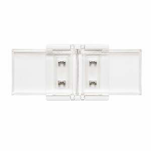 Clear straight connector for 10mm IP65 COB strip lights, designed for seamless lighting joins.