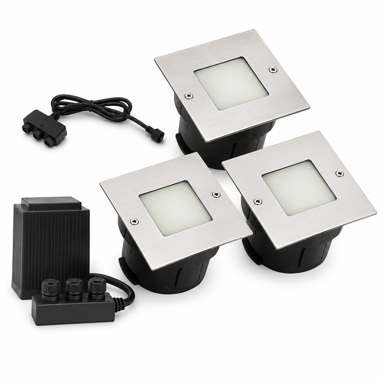 LED Deck Light - Square 3 Light Kit - Daylight (6000K)