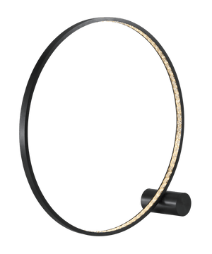 Black metal ring floor lamp with crystals