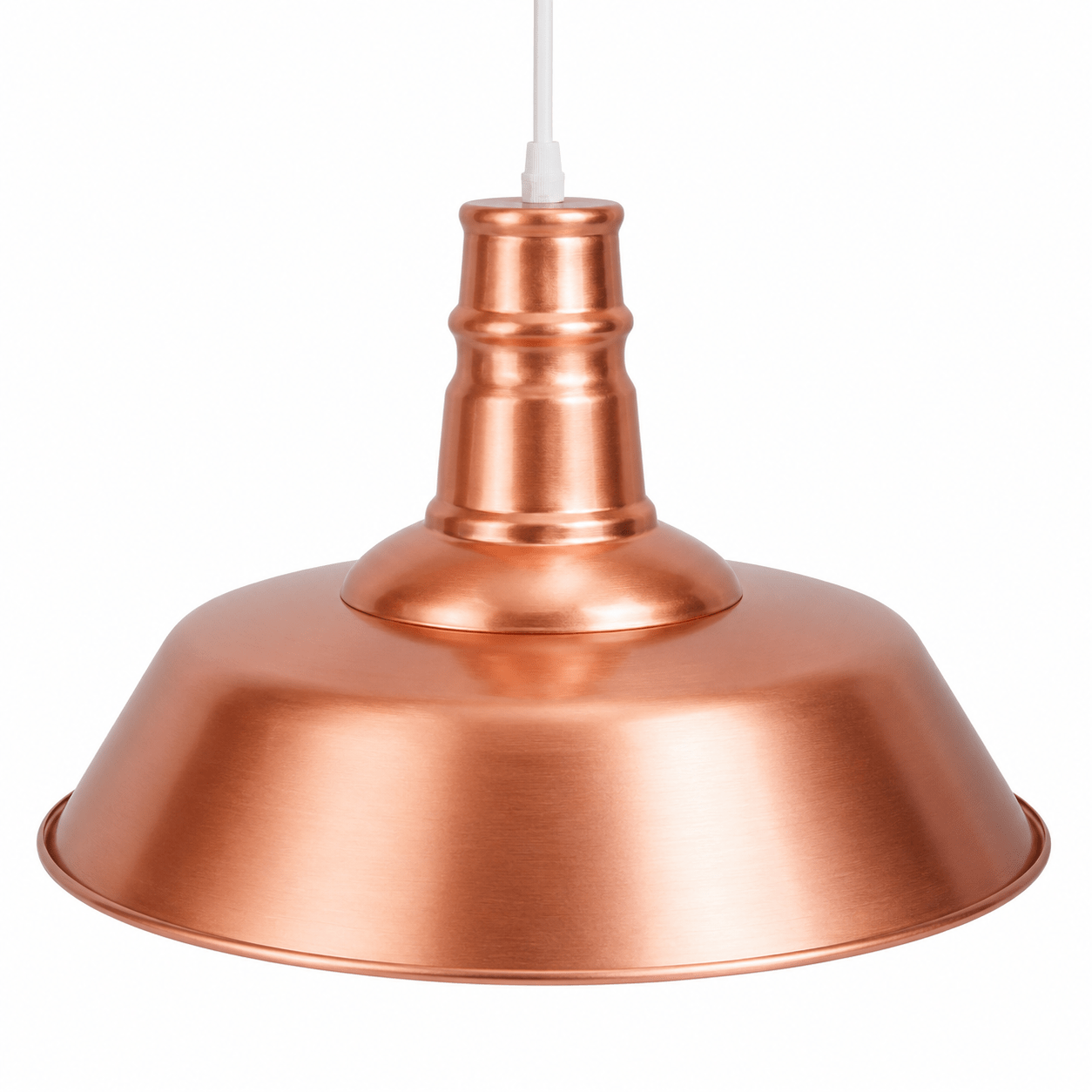 Copper pendant light on a white background