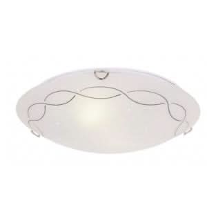 Large Chrome Ceiling Light Frosted Glass