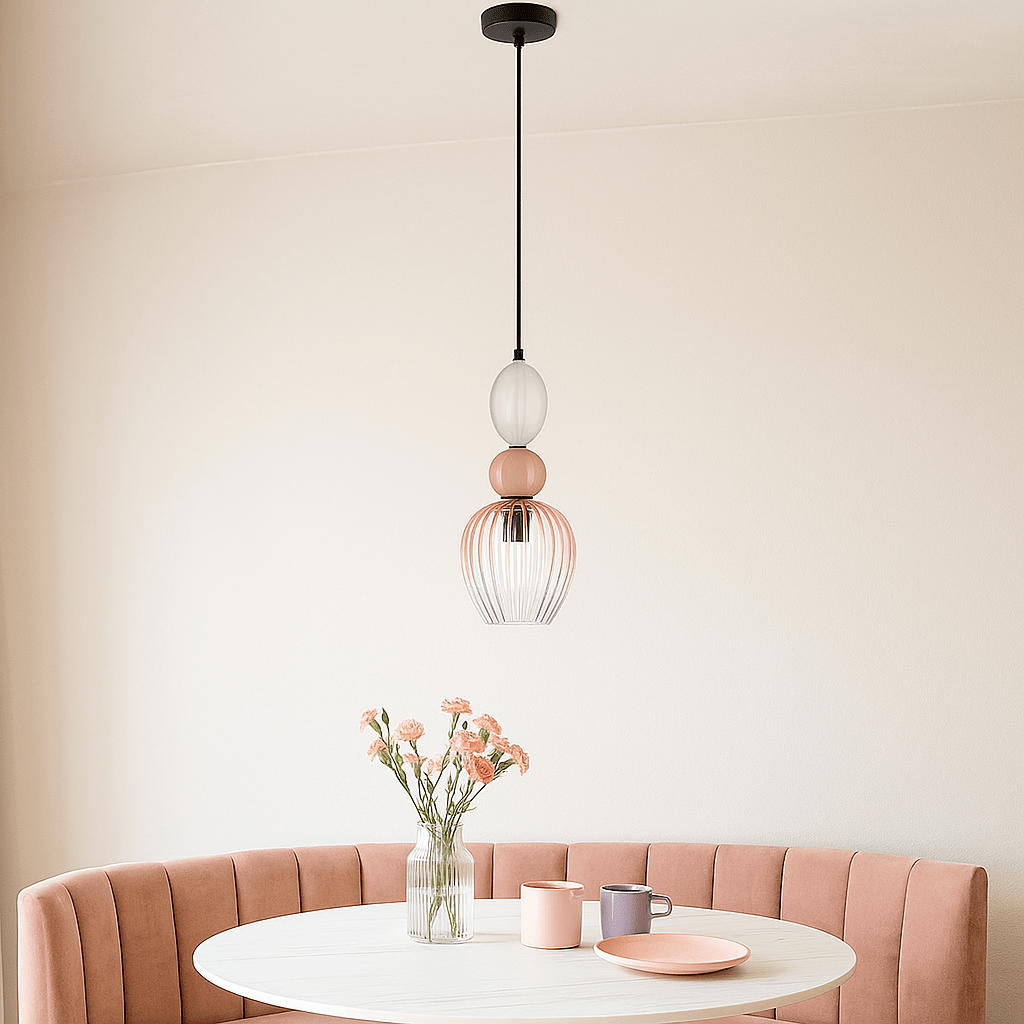 Ceramic Opal Pink Pendant Light