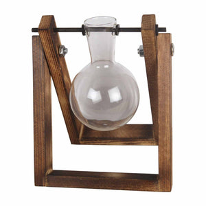 Elegant Glass Vase with Wooden Stand - Future Decor