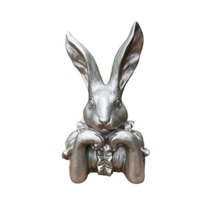 Elegant Silver Contemplative Bunny Bust - Future Decor