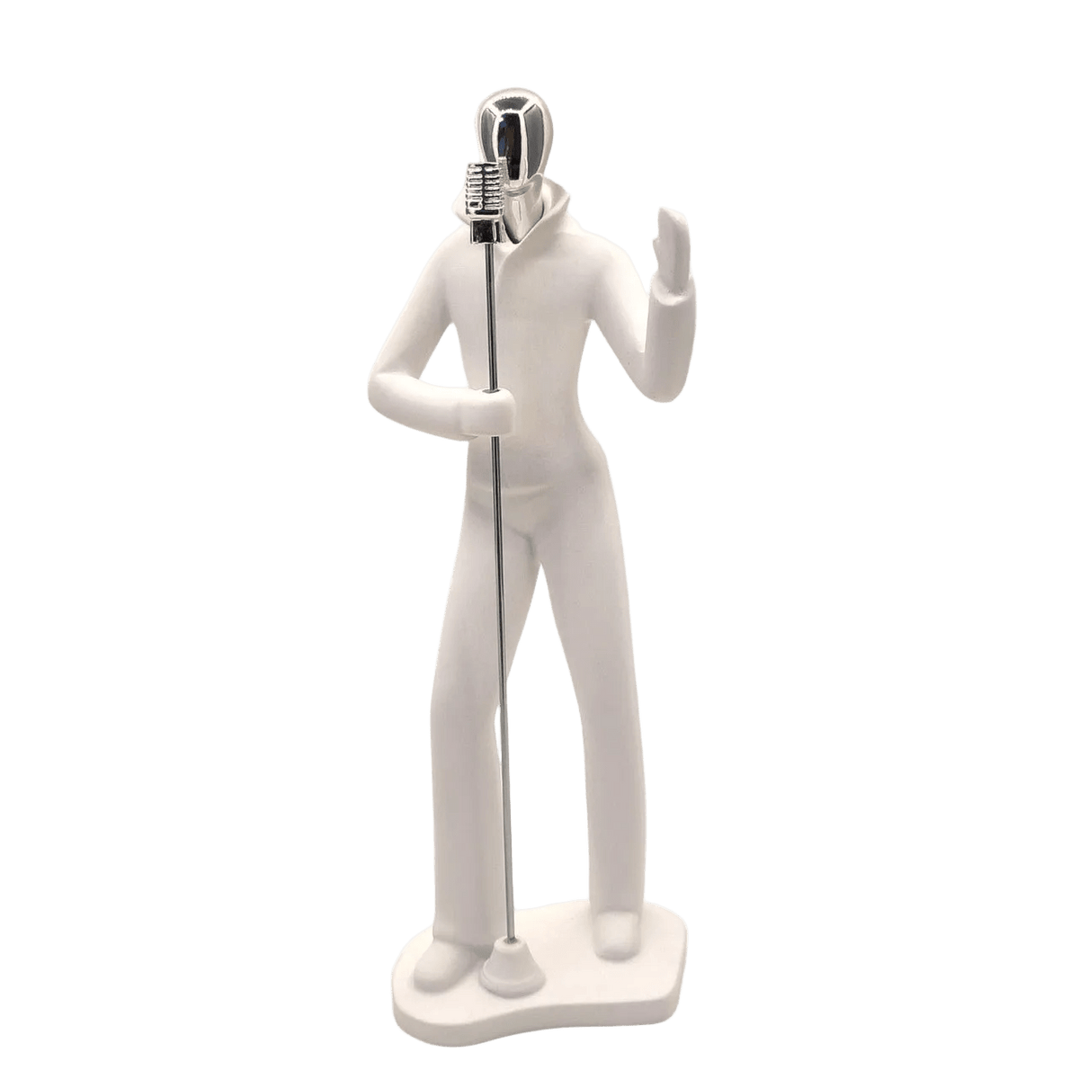 Elegant White & Silver Singer Figurine
