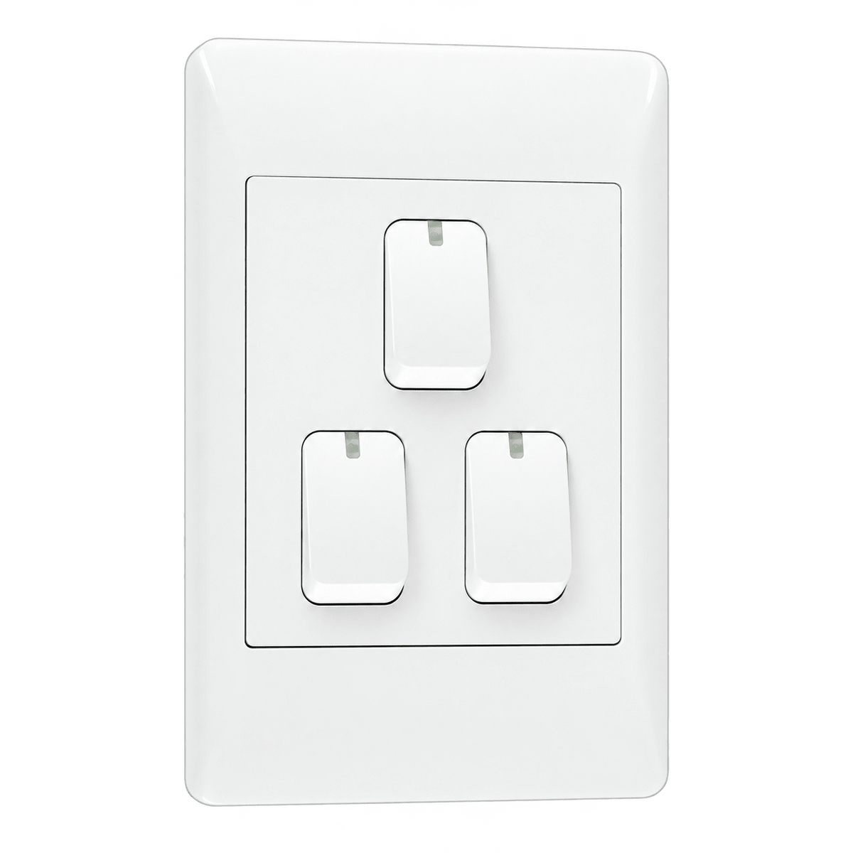 EPL white three-lever two-way switch on transparent background