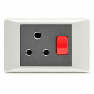 16 Amp dedicated plug with red switch on a white background