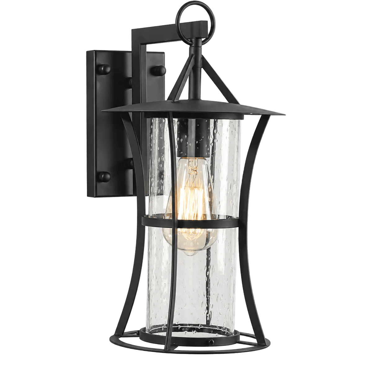 Decorative Iron & Clear Speckled Glass Wall Light