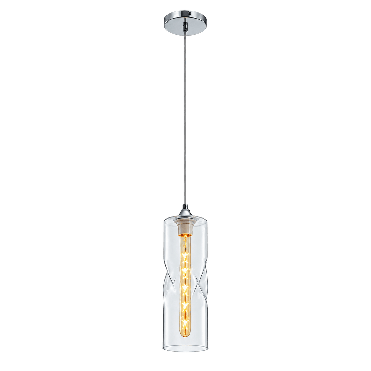 Twisted Glass Clear Pendant Light
