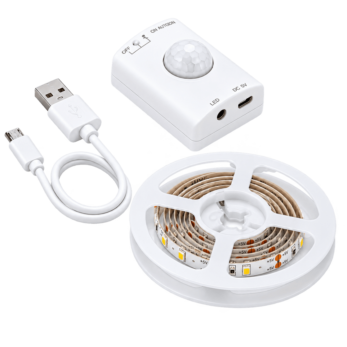 Rechargeable Motion Sensor LED Strip Light Kit - Warm White (2700K)