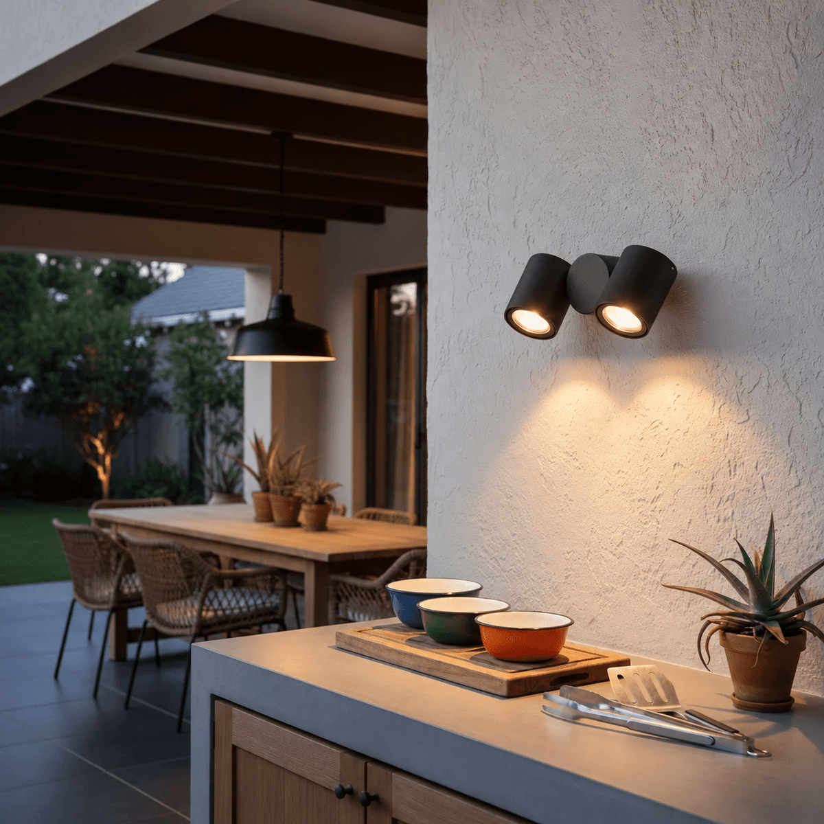 Double Adjustable Outdoor Spot Light