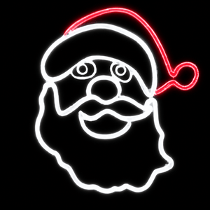 LED Christmas light featuring a cheerful Father Christmas face design with a red hat.