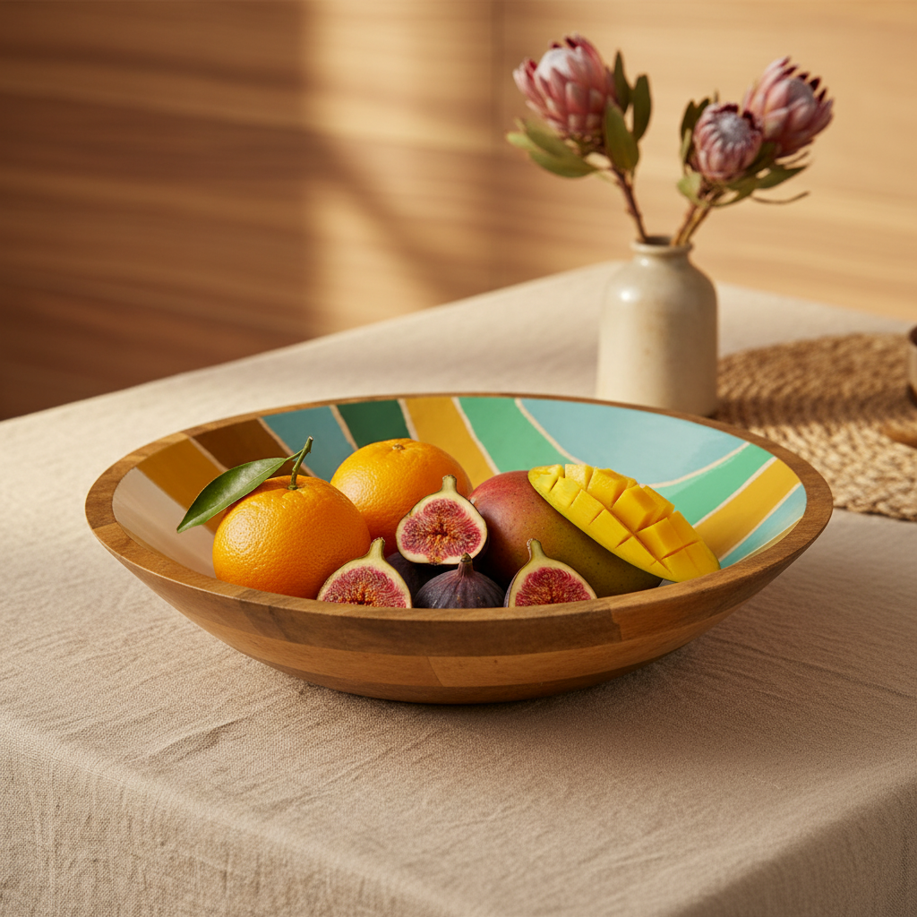 Wave Pattern Mango Wood Bowl