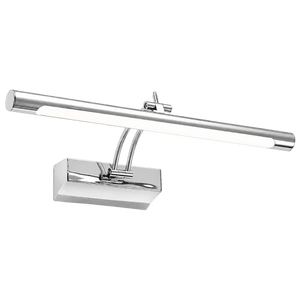 Chrome LED bathroom mirror light with wall-mounted bracket, sleek polished finish