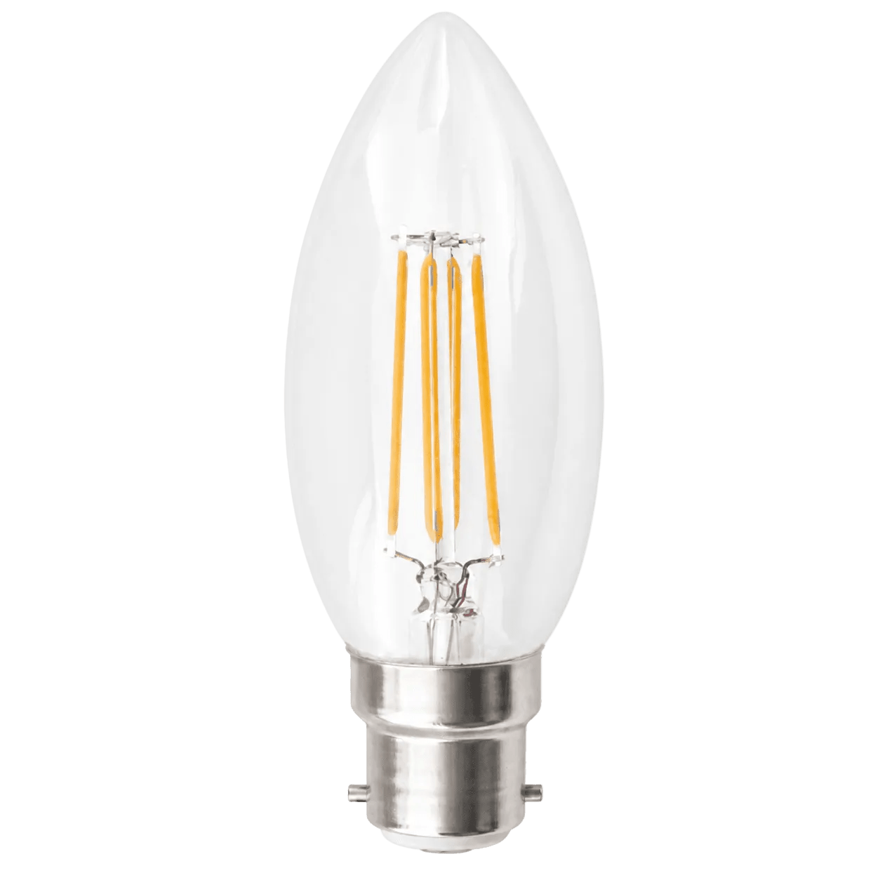 4.5W Dimmable Clear Candle Filament LED Bulb – B22, 2700K Warm White