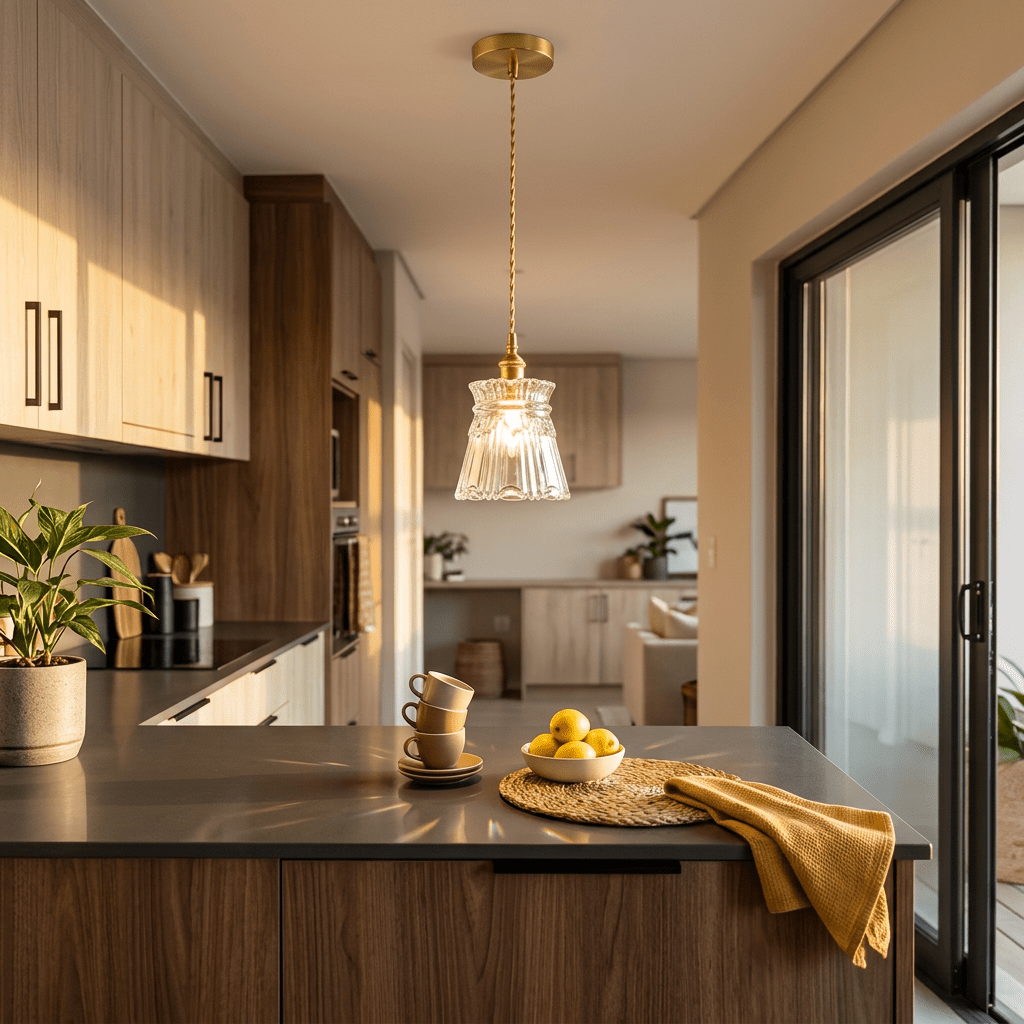 Bloom Satin Gold Cut Glass Pendant Light