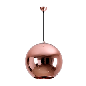 Atlas large copper pendant light with a sleek spherical design and adjustable cord, ideal for modern interiors.