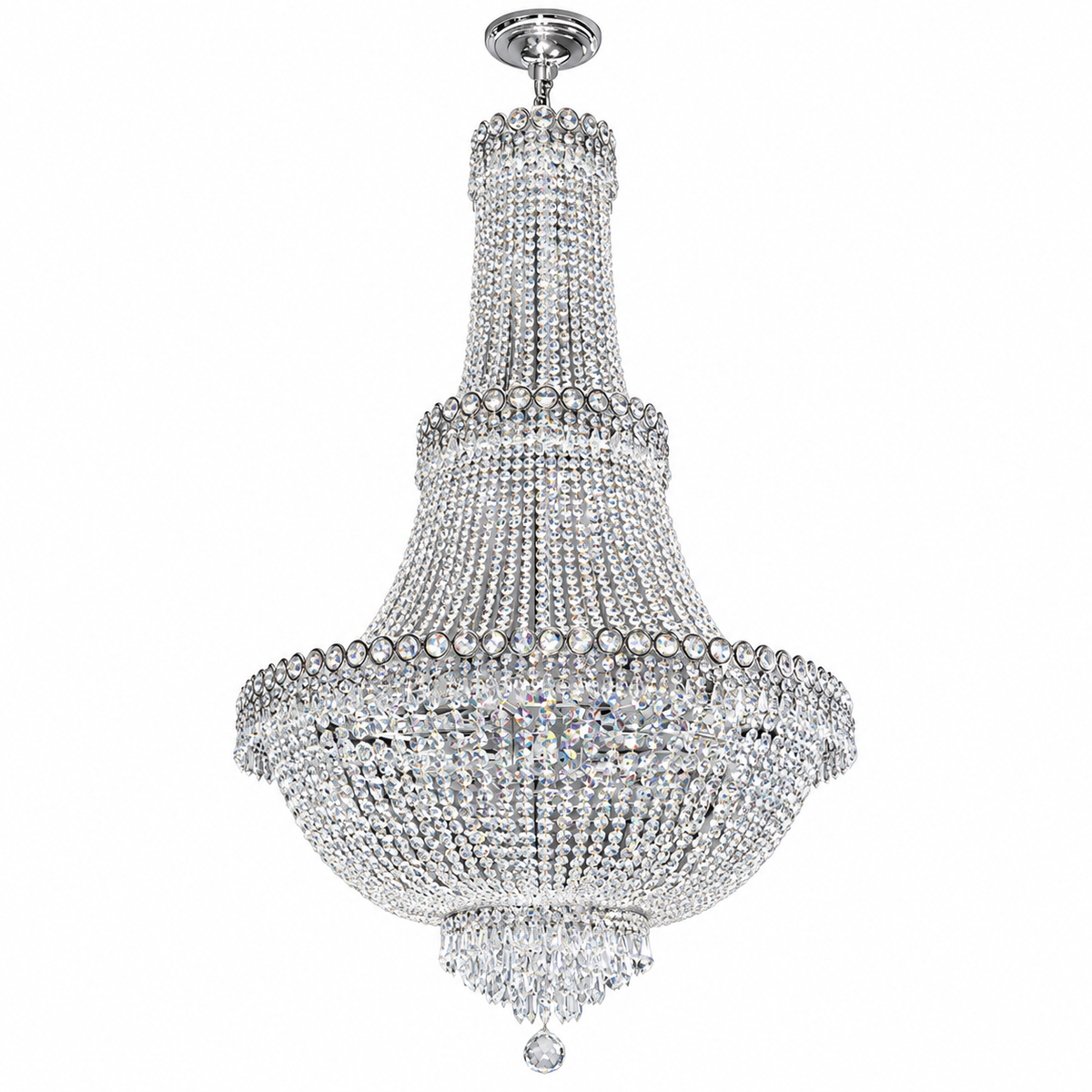 E14 Large Basket Crystal Chandelier, Chrome