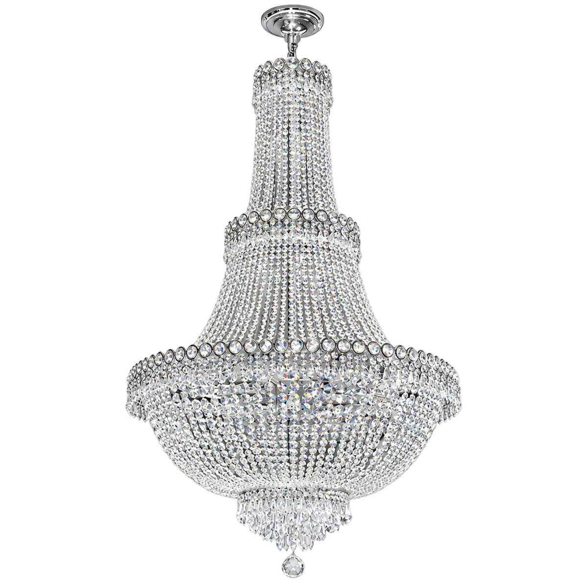 E14 Large Basket Crystal Chandelier, Chrome