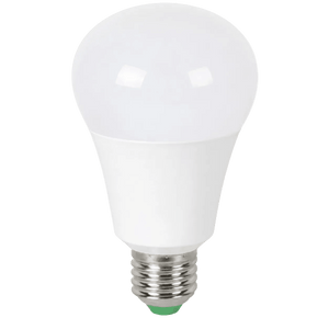 A 7W smart RGB LED bulb with a white, rounded top and a silver base, featuring a green accent at the bottom.
