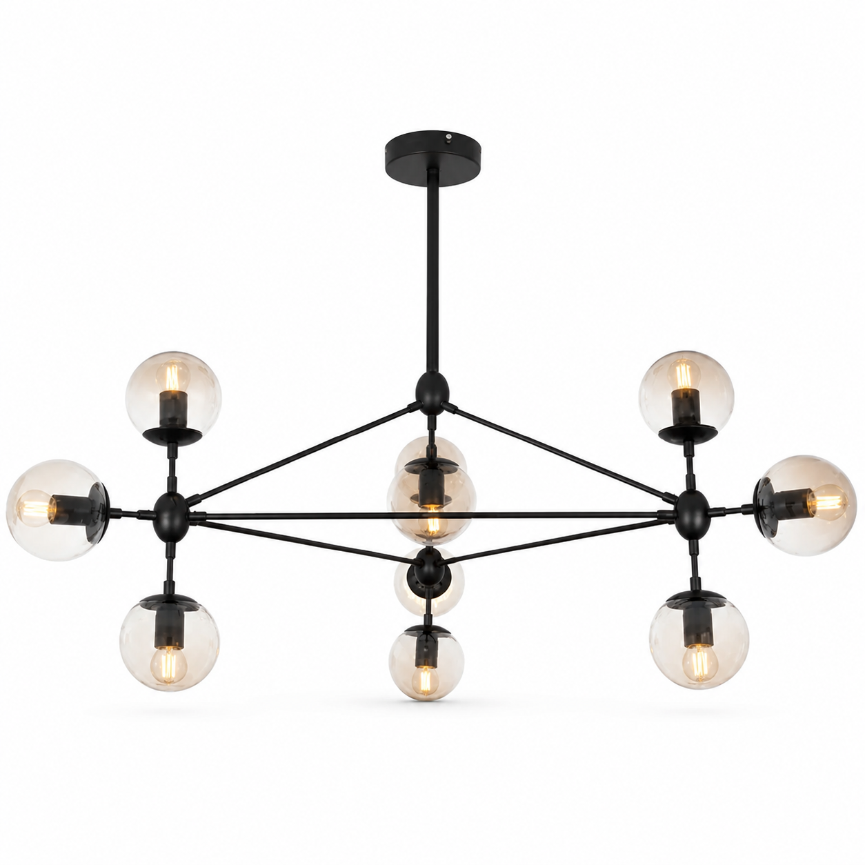 Span 10 Light Black & Amber Chandelier