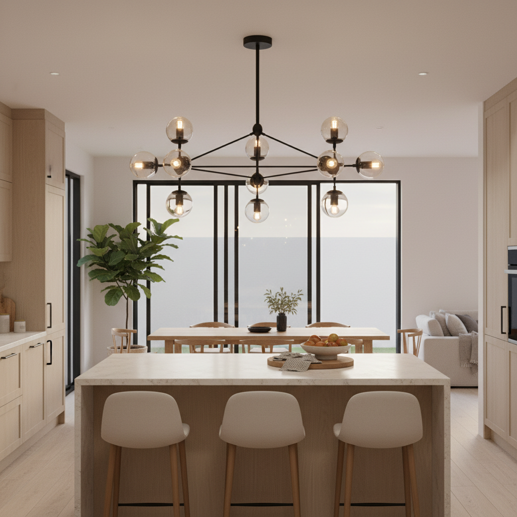 Span 10 Light Black & Amber Chandelier