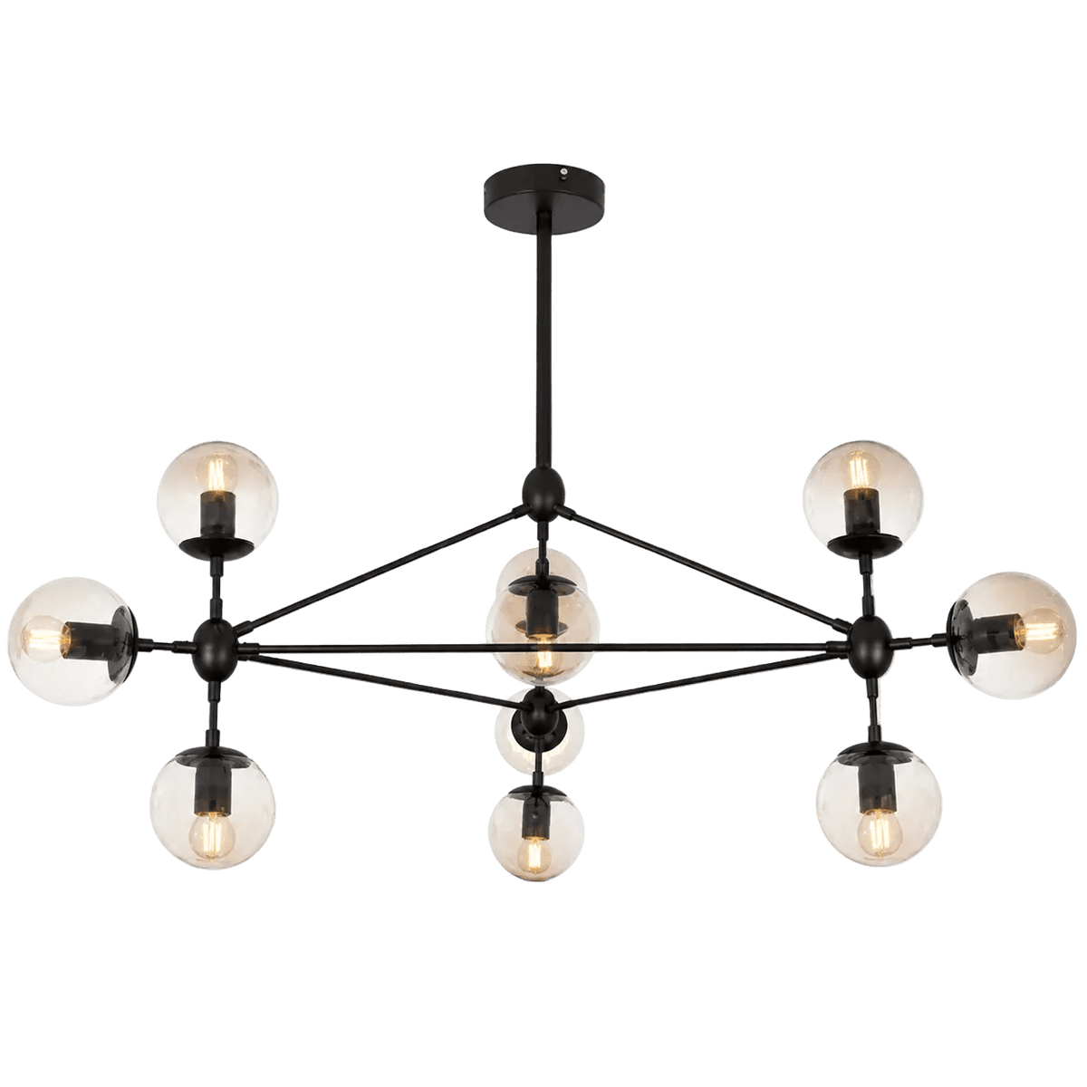 Span 10 Light Black & Amber Chandelier