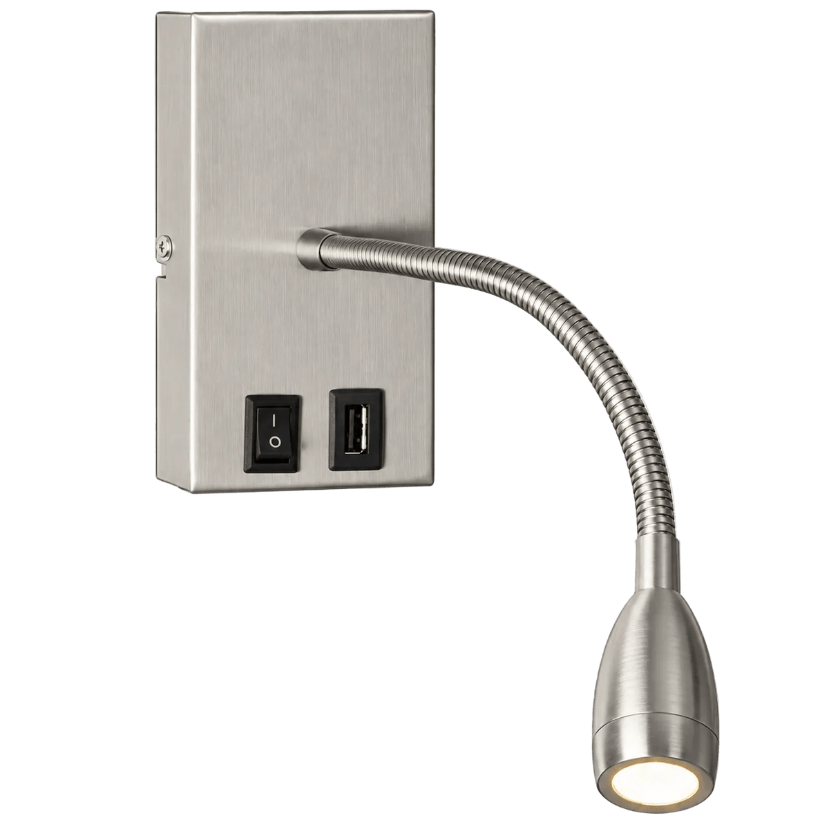 Satin Chrome Goosneck Reading Light & USB