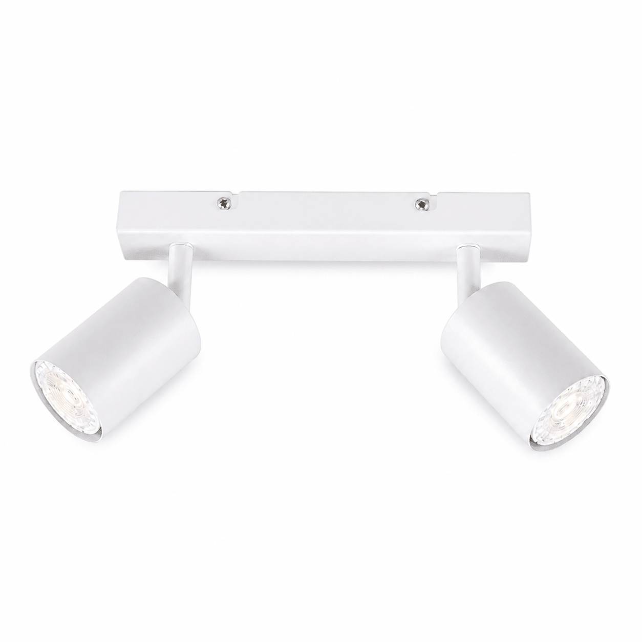 Urban double ceiling spotlight in white with two adjustable heads for directional lighting.