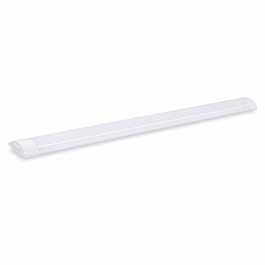 1200mm LED flush mount linear fitting with a slim white PC body, ideal for modern interiors.